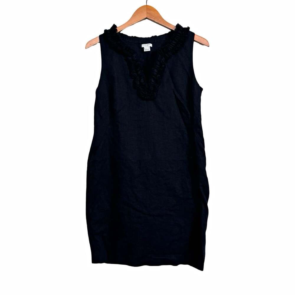 kate spade new york Linen Goth Y2K Woven V-Neck Sleeveless Ruffle Shift Size M
